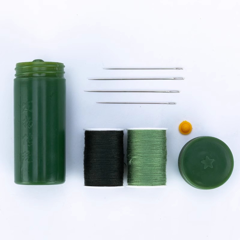 Factory Direct sales Army Green sewing cylinder outdoor portable practical soldier repair sewing tool containing two rolls