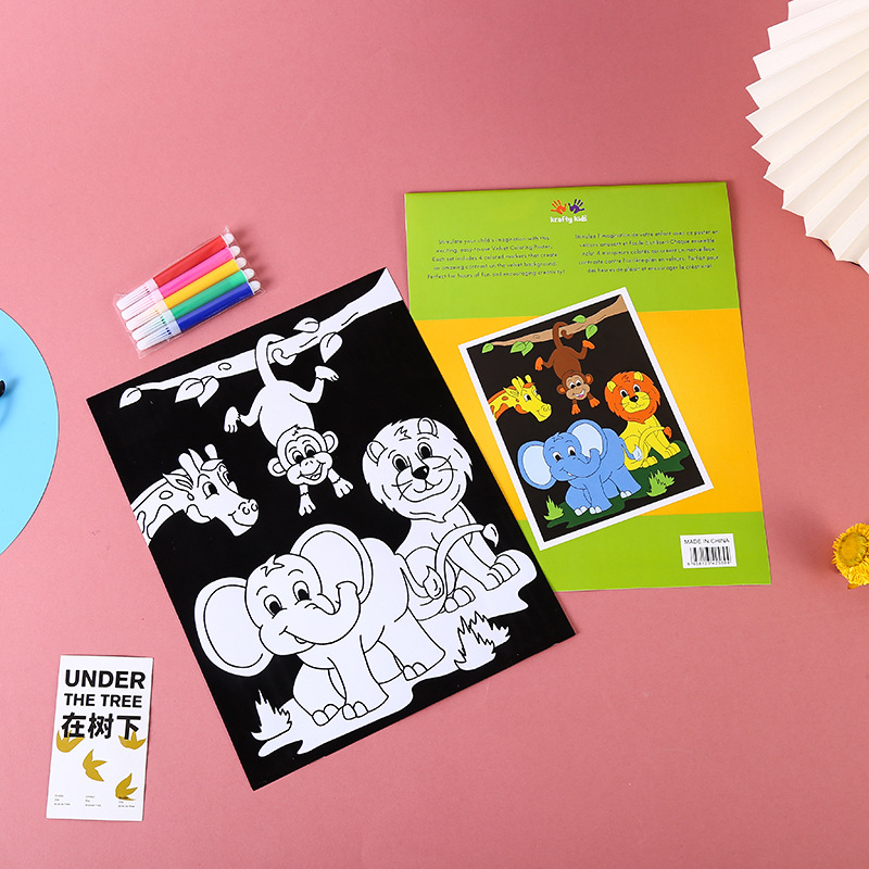 Foreign trade flocking color painting book color painting book gouache paint graffiti paper children's kindergarten Enlightenment water Painting Book