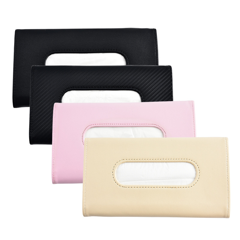 Car Tissue Box Sun Visor Sunroof Car Leather Multifunctional Seat Back Hanging Storage Tissue Clip Box Decorative Supplies