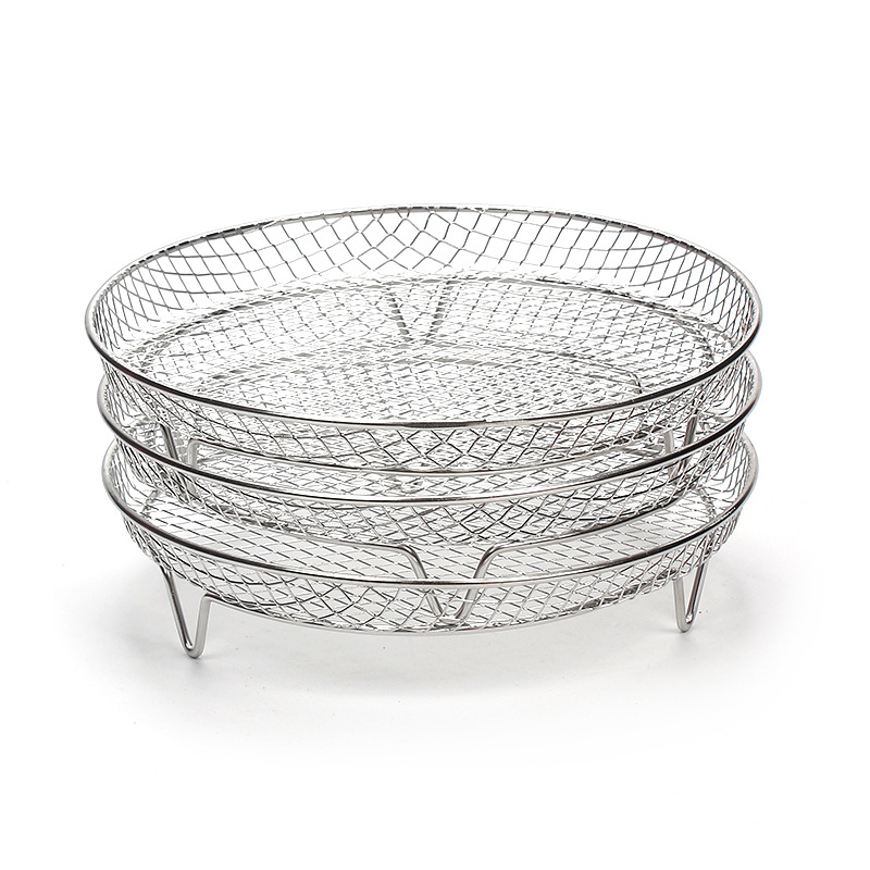 Wholesale 304 Stainless Steel Air Fryer Square Round Fryer Dehydration Rack Grill Rack Barbecue Grill Fryer Accessories