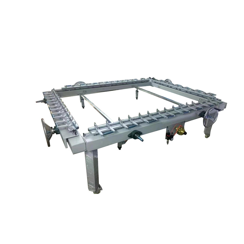 Mechanical Screen Tensioning Machine, Precision Chain Turbine Screen Tensioning Machine before Printing, Pneumatic Double Aluminum Clamp Screen Tensioning Machine