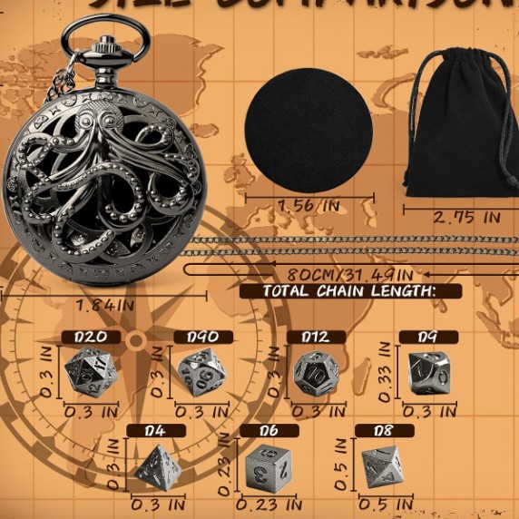 Часы в футляре для игральных кубиков Dnd, ретро, вырезы, Ктулху, осьминог + бархатный мешок, губчатая подкладка, аксессуары, международная доставка