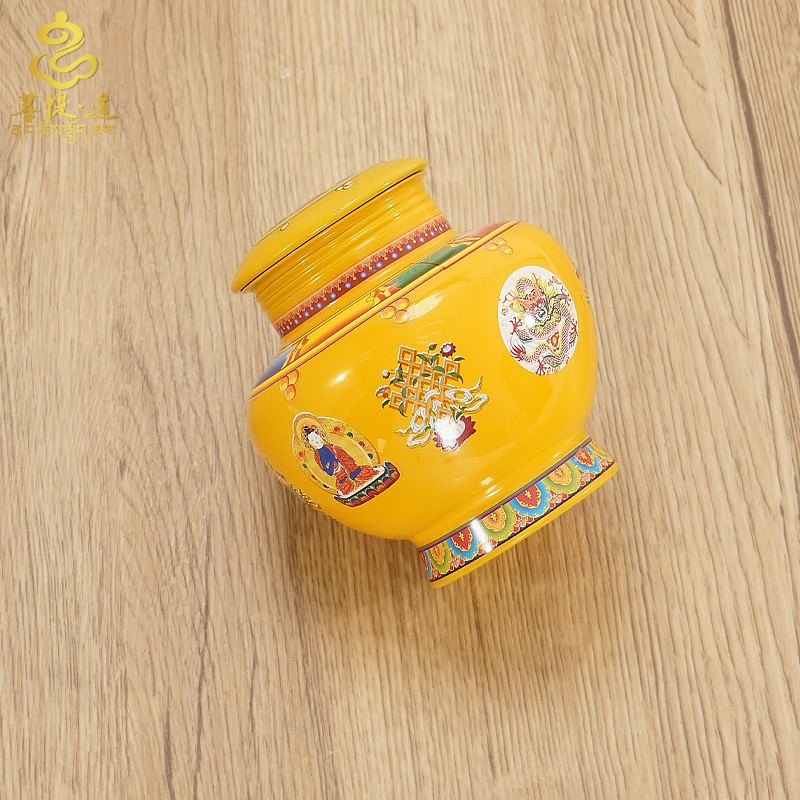 Red Copper Natural Color Printed Eight Auspicious Objects Feng Shui Wealth God Ethnic Style Home Altar Decoration Ornament