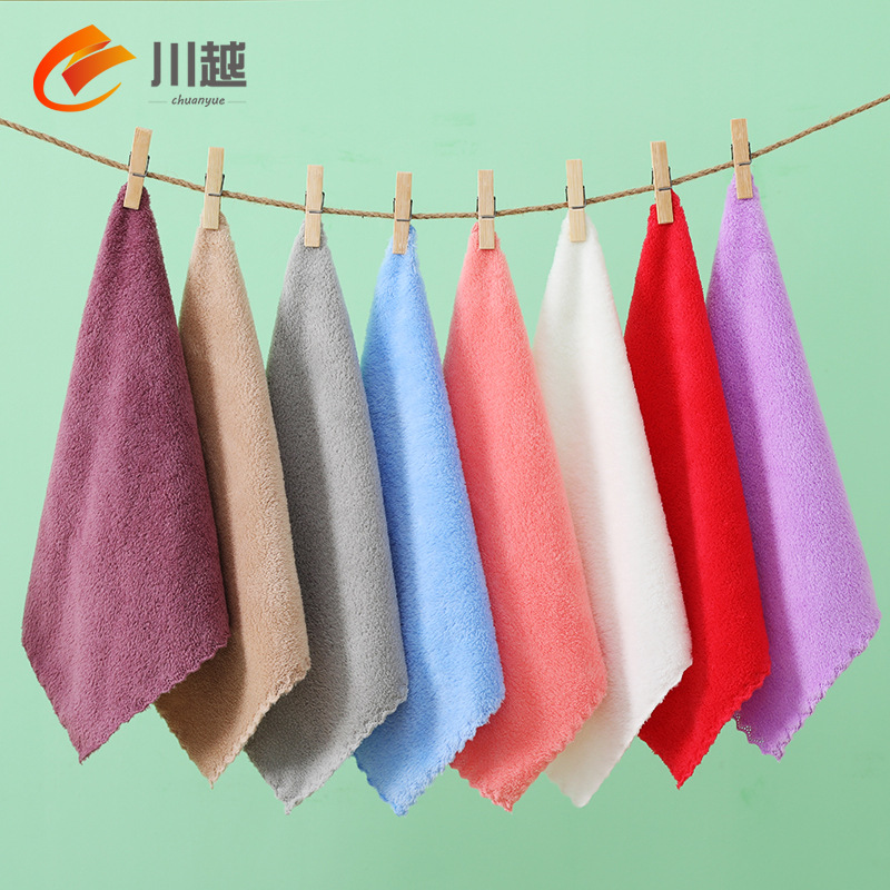 Коралловое велюровое квадратное полотенце оптом для детского сада, полотенце для умывания, мягкое и впитывающее, хозяйственное кухонное полотенце, ручное полотенце