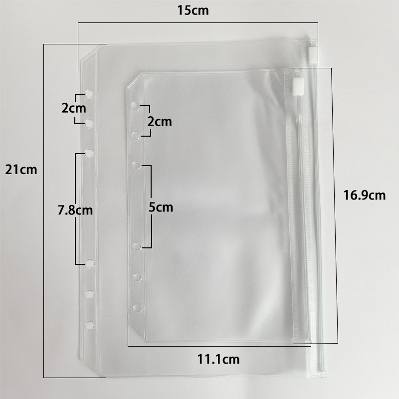Cross-Border Frosted Storage Bag Transparent 6-Hole Pvc Business Card and Document Storage Binder Loose-Leaf Notebook Inner Pages Loose-Leaf Bag Wholesale