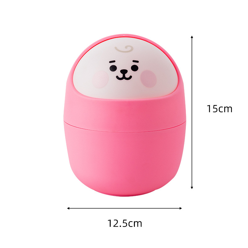 DC2296 Desktop Small Doll Trash Bin Household Bedroom Bedside Desk with Lid Mini Trash Bin