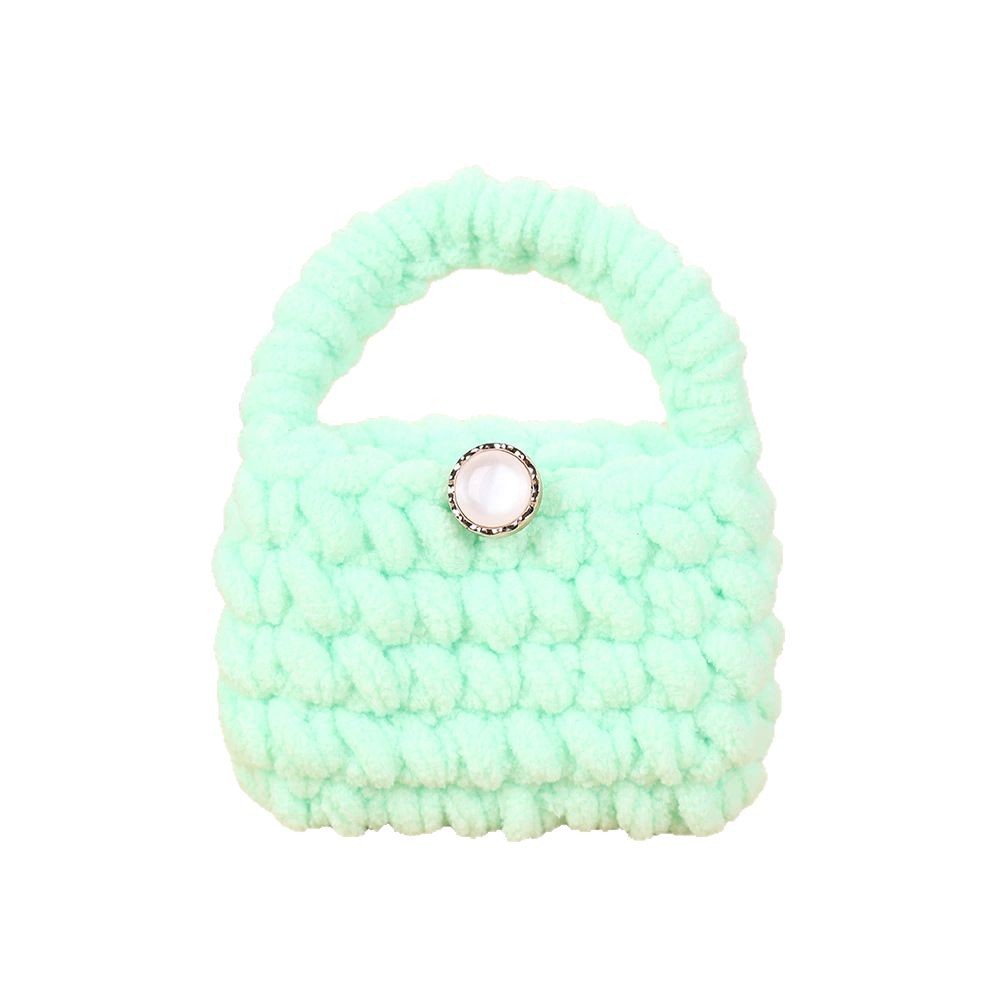 Cartoon Plush Handmade Solid Color Knitted Storage Bag Coin Purse Protective Cover Bluetooth Earphone Bag DIY Finished Product Bag