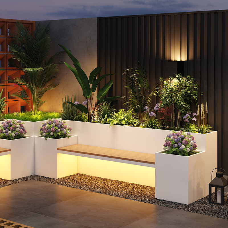 Уличный светильник, ящик для цветов из нержавеющей стали, кованый цветочный trough, ящик для цветов в торговом центре