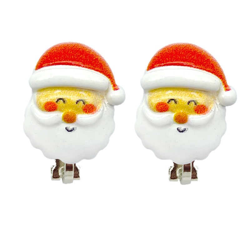 [Can] New Kidsren's Christmas Anti-Pain Ear Clip Cartoon Santa Claus Snowman Elk Pierced Earrings