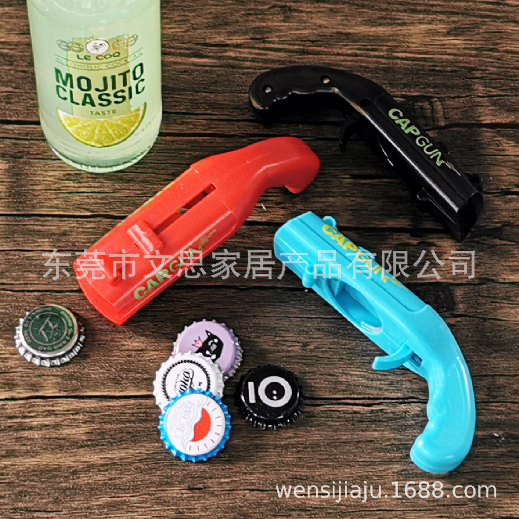 Authentic Abs Internet-Famous Cap Gun Pistol Bottle Opener That Can Launch Bottle Caps, Multifunctional Beer Opener