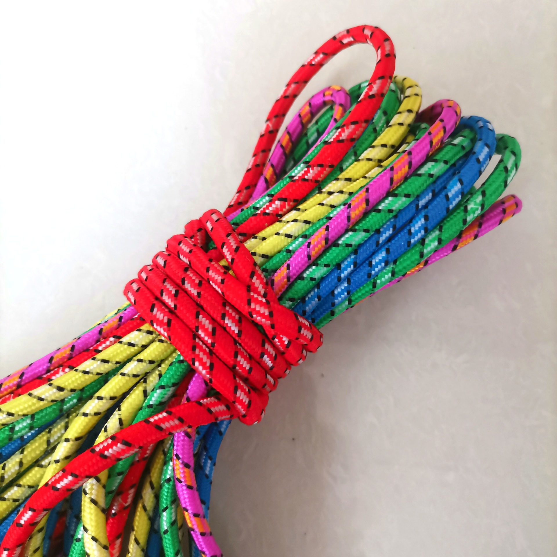 W76 Cross-Border Amazon Colorful Jump Rope for Elementary School Students 2.4m Cotton Rubber Jump Rope Children's Single-Person Competition Cotton Rope