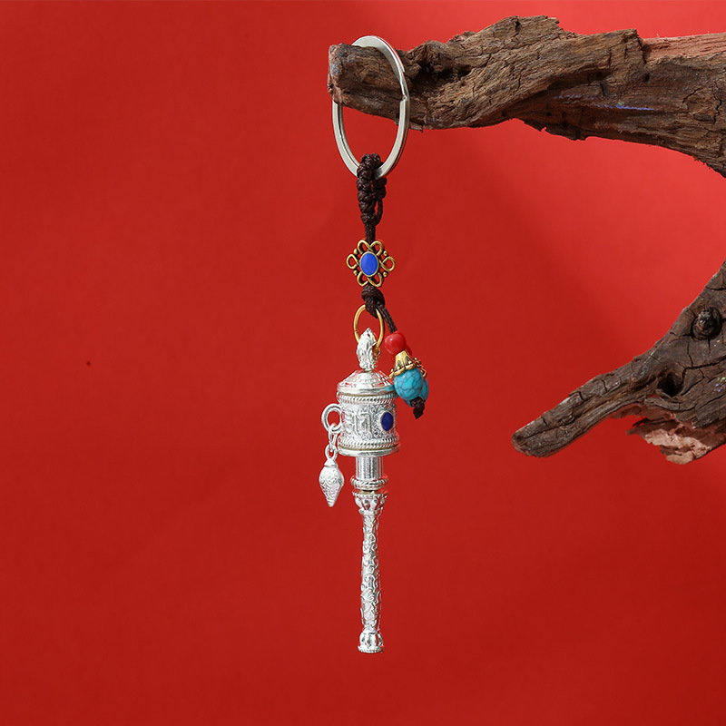 Alloy Prayer Wheel Xizang Enamel Pendant Ethnic Style Luggage Car Hanging Manufacturer Wholesale Supply