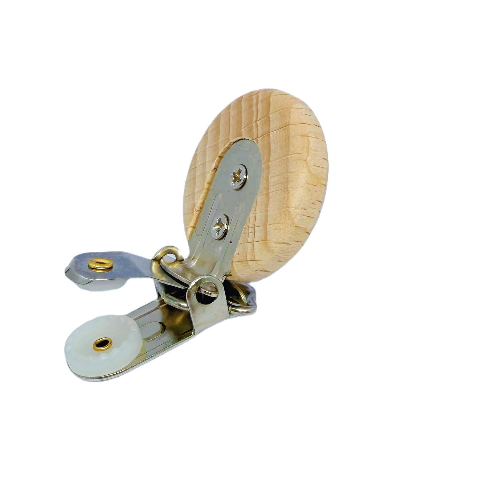 Beech Wood Pacifier Clip 30mm DIY Baby Soothing Anti-Drop Chain Clip Round Non-Porous Three-Hole Wooden Pacifier Clip