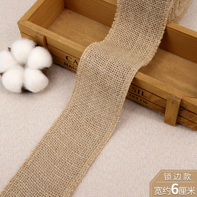 Burlap Rolled Linen Webbing Jute Cloth Strip Jute Fabric Christmas Wedding Table Flag Chair Back Linen Roll