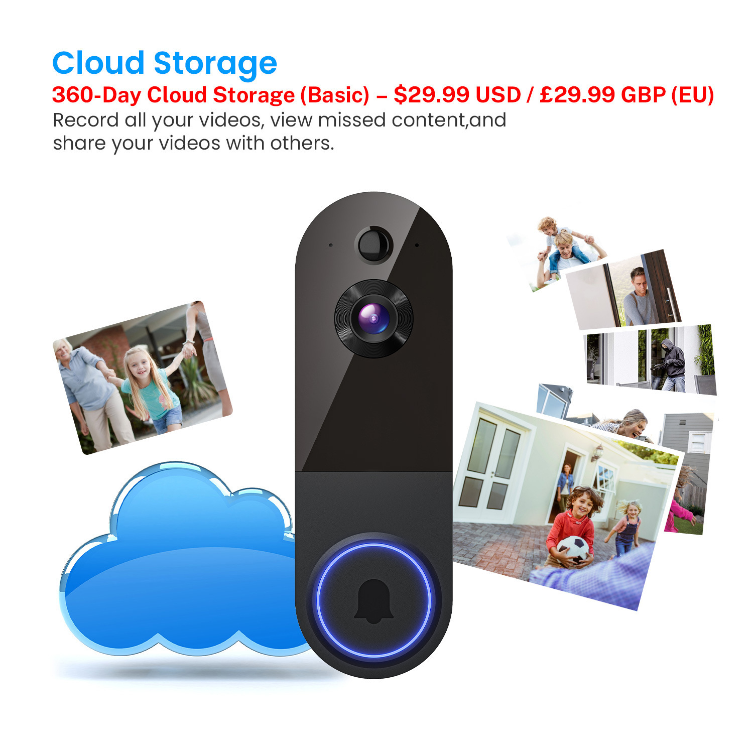 Video Doorbell Camera Wireless Voice Intercom Monitoring Wifi High-Definition Night Vision Smart Doorbell Digital Cat Eye