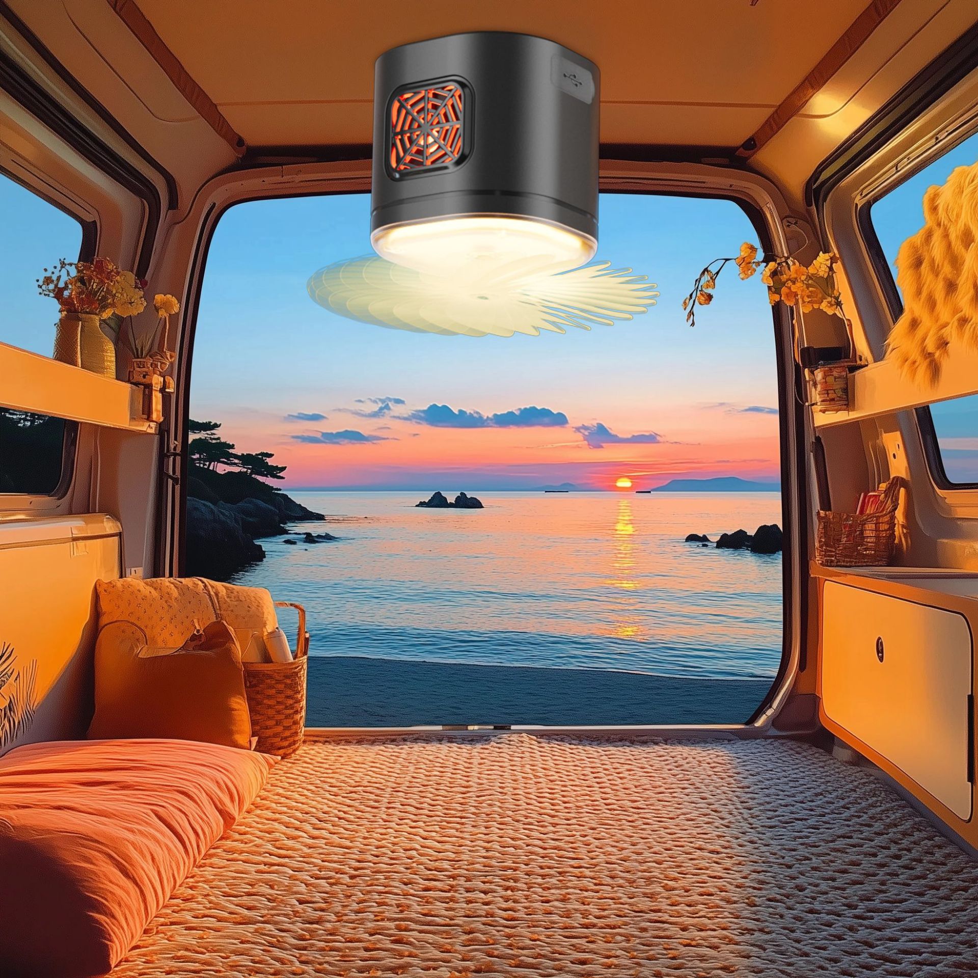 New Outdoor Mosquito Repellent Camping Lamp Spray Hydration Multifunctional Fan Lamp Emergency Charger