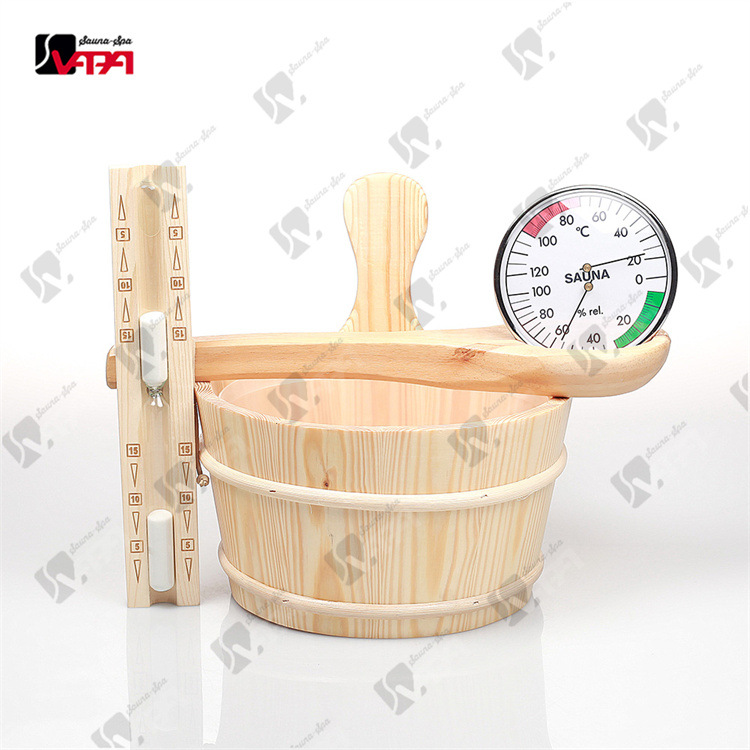 Wipa sauna factory direct new accessories 4L wooden barrel + new hourglass + temperature and humidity meter set high temperature dry