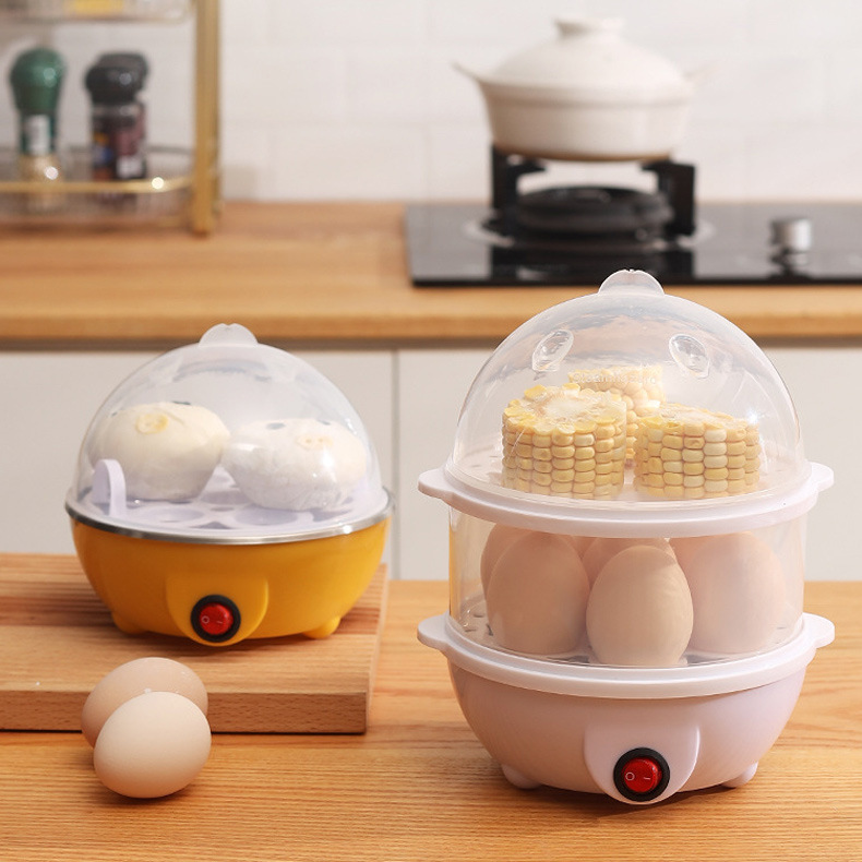 Egg Cooker with Automatic Power Off, Household Single and Double Layer Mini Multi-Functional Breakfast Machine, Egg Steamer, Anti-Dry Burning, Automatic Power Off