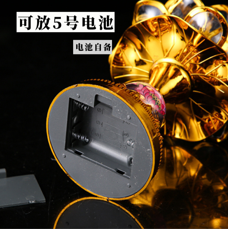 Lotus Lamp Led for Home Use, Bodhisattva Avalokiteshvara Lotus Lamp for Offering to Buddha, Rechargeable Battery Everlasting Lamp