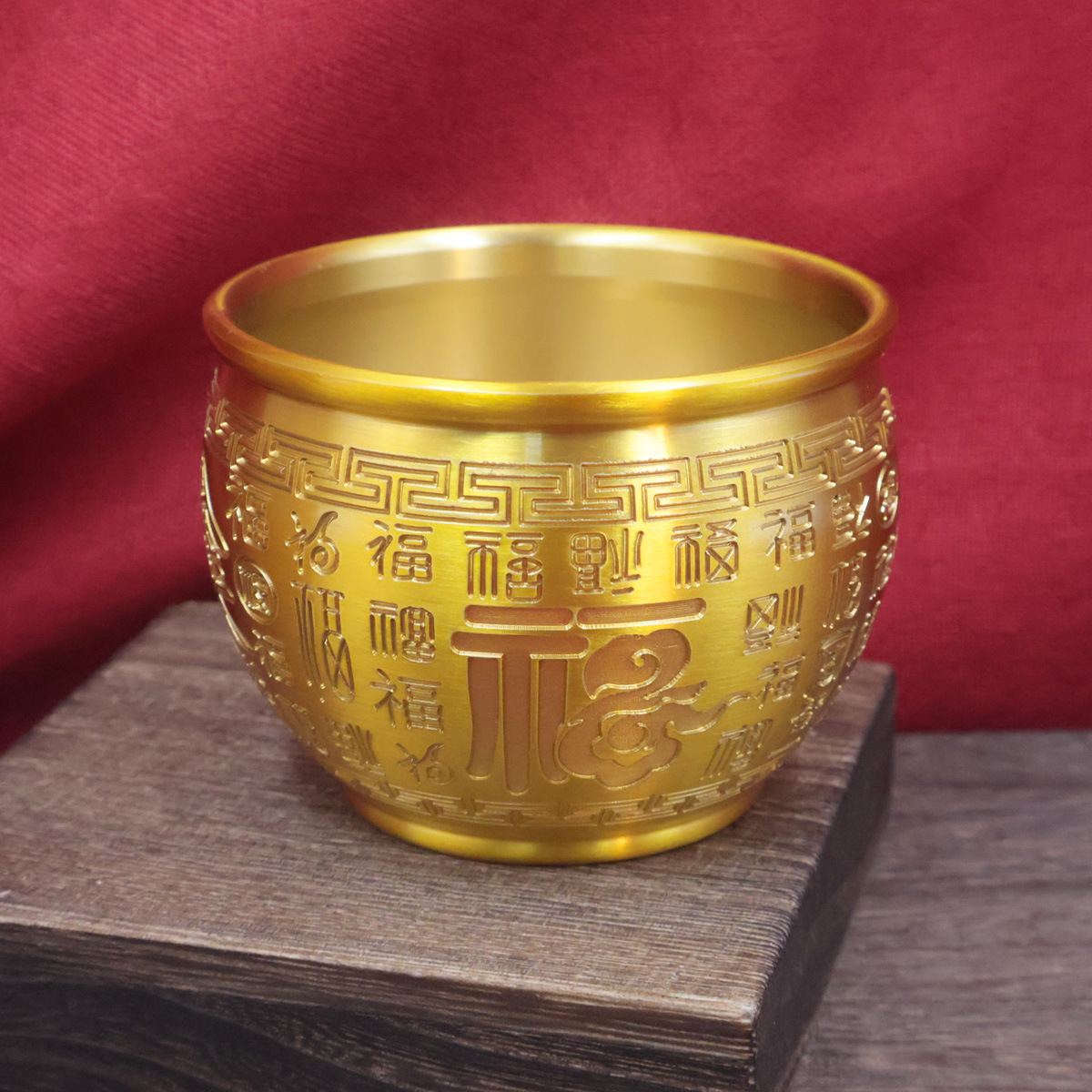 Brass Rice Cylinder Copper Cylinder Baifu Cornucopia Ornaments Piggy Pot Copper Water Cylinder Fortune Cylinder Home Living Room Decorations