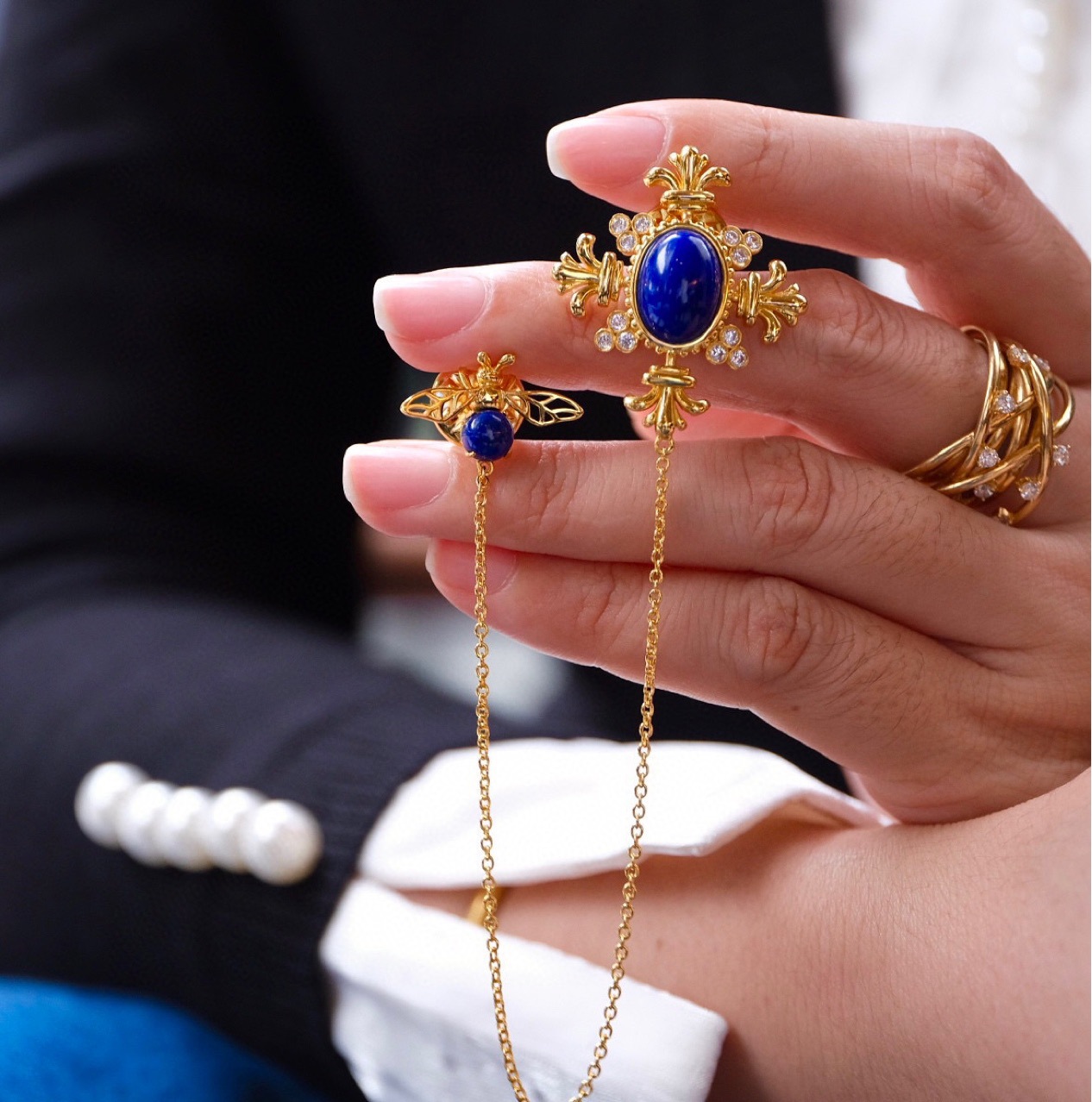 Дизайн ретро натуральный лазурит брошь имперский лазурит малахит S925 серебро мужская и женская брошь для воротника