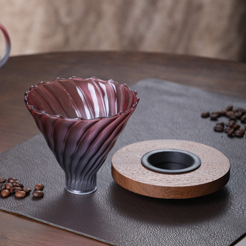 Factory custom glass coffee pot hand punch pot color walnut coffee filter punch coffee pot suit