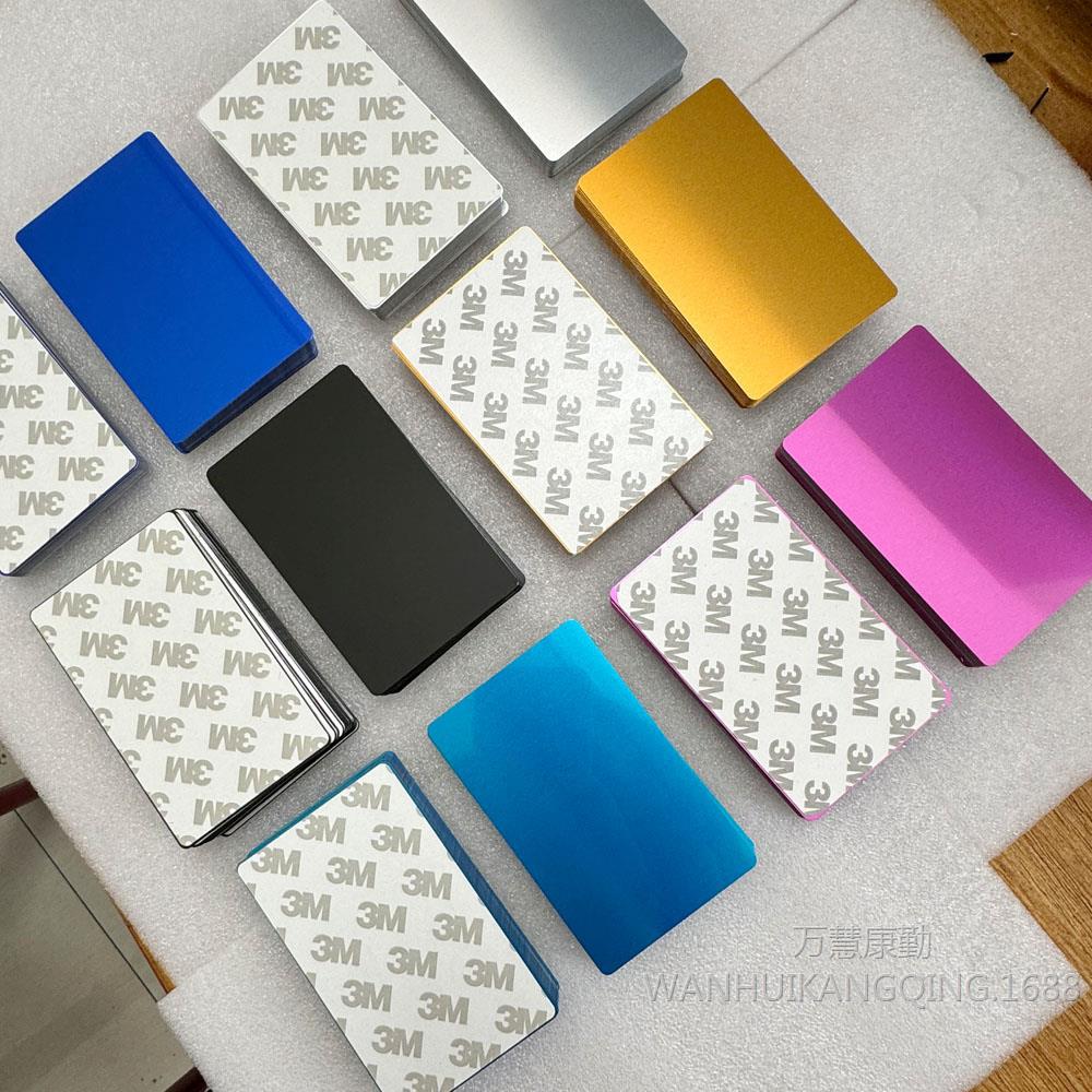 Metal Business Card with Adhesive Backing 86*54*0.2mm Nameplate Adhesive Backing Metal Aluminum Sheet Nameplate Laser Marking