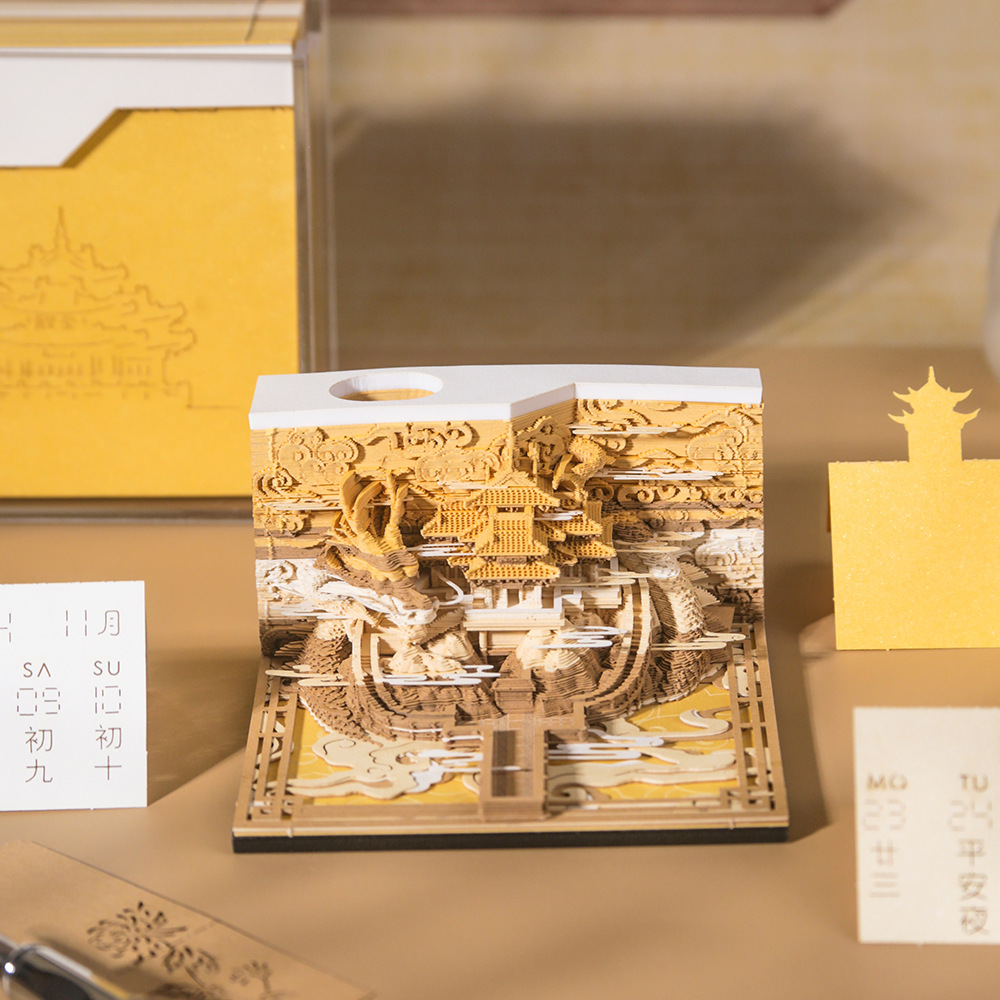 2026 Scenic Spot Cultural and Creative Gift 3D Pop-Up Tear-Off Paper Sculpture Notepad with Weekly Calendar from the Forbidden City