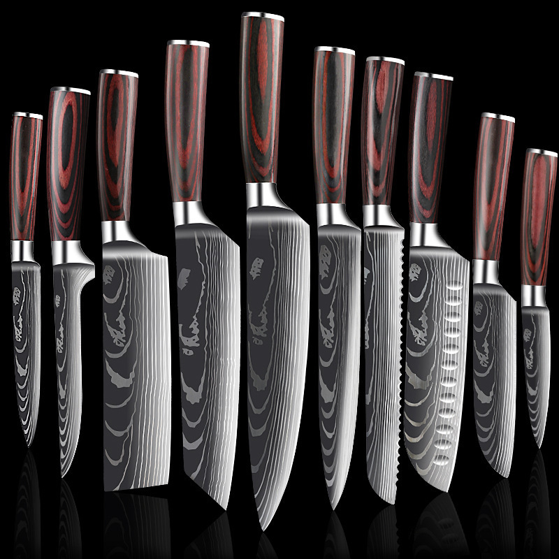 Amazon Damascus Pattern Chef's Knife Laser Pattern Western-style Chef's Knife Kitchen Knife Sande Knife Universal Knife