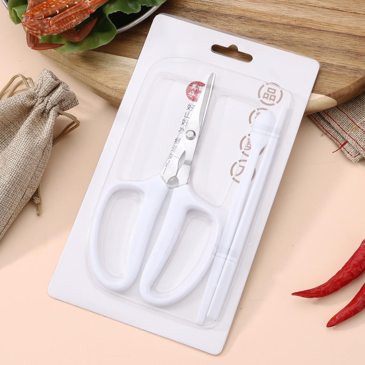 in stock crab eating crab tool disposable plastic scissors crab three pieces of hairy crab accessories package crab scissors crab tools