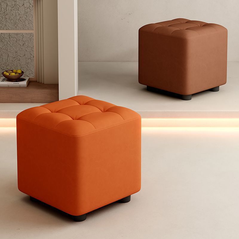 Household Soft-Packed Small Stool, Solid Wood Shoe-Changing Stool, Door Can Sit on the Living Room Sofa Stool, Shoe-Wearing Stool, Foot Stool, Leather Stool