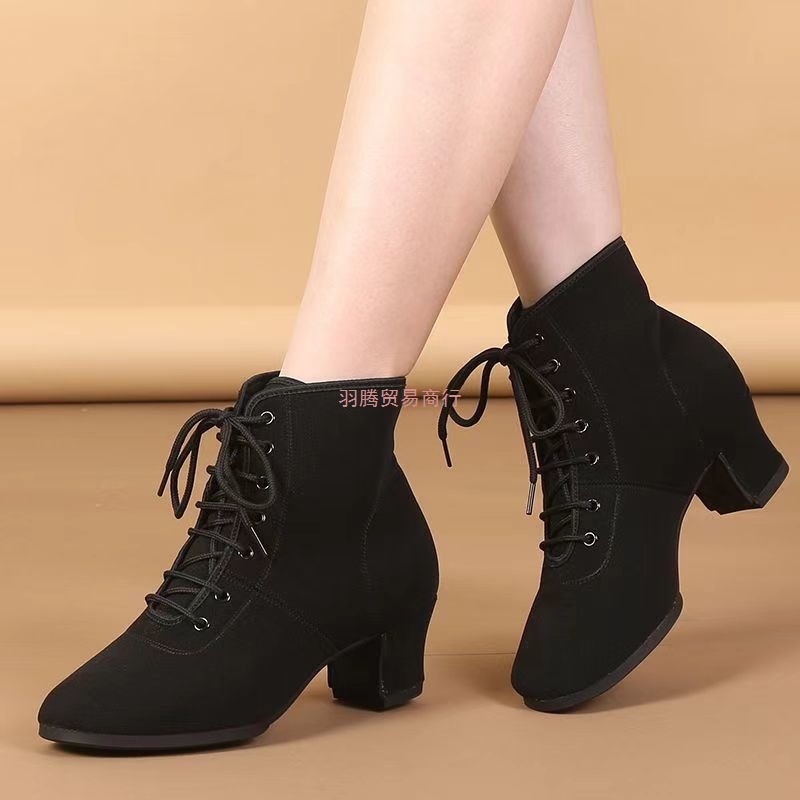 High-Top Autumn and Winter Oxford Cloth Adult Square Dance Shoes Soft-Soled Social Shoes Latin Dance Women's Shoes Winter Dance Shoes