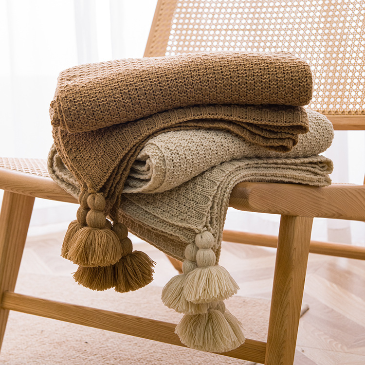 Плед в стиле ins, ручной работы, повседневный плед для обеденного перерыва в офисе, плед с кисточками, простой плед для кровати