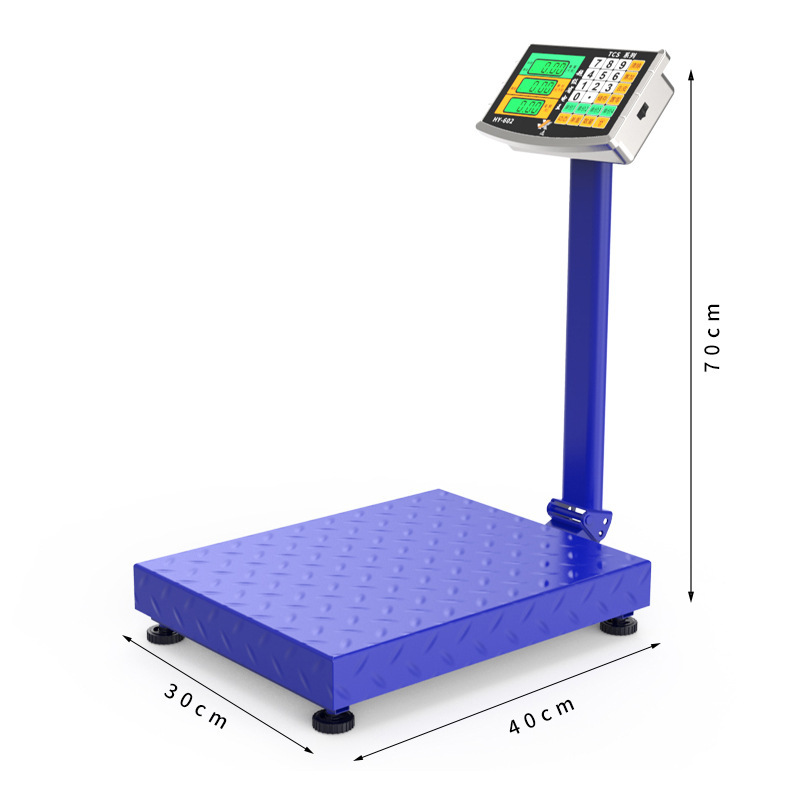 Commercial Weighing Electronic Scale, Pricing Scale, Stainless Steel Folding 150kg Scale, Lcd Display, Foldable and Portable