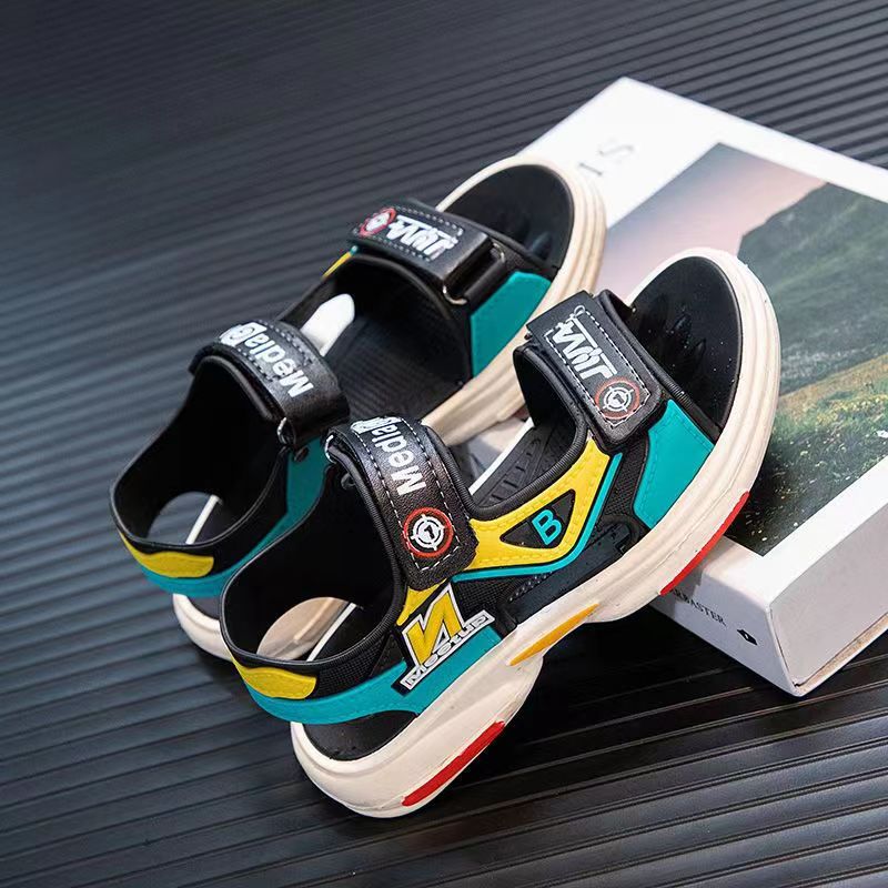 Оптовые сандалии на липучках для мальчиков летние пляжные обувь средних и больших детей