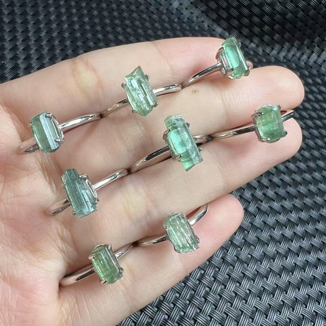 Цилиндрическое кольцо из натурального турмалина, инкрустация серебром s925, простое кольцо с турмалином, доступное для опта и розницы