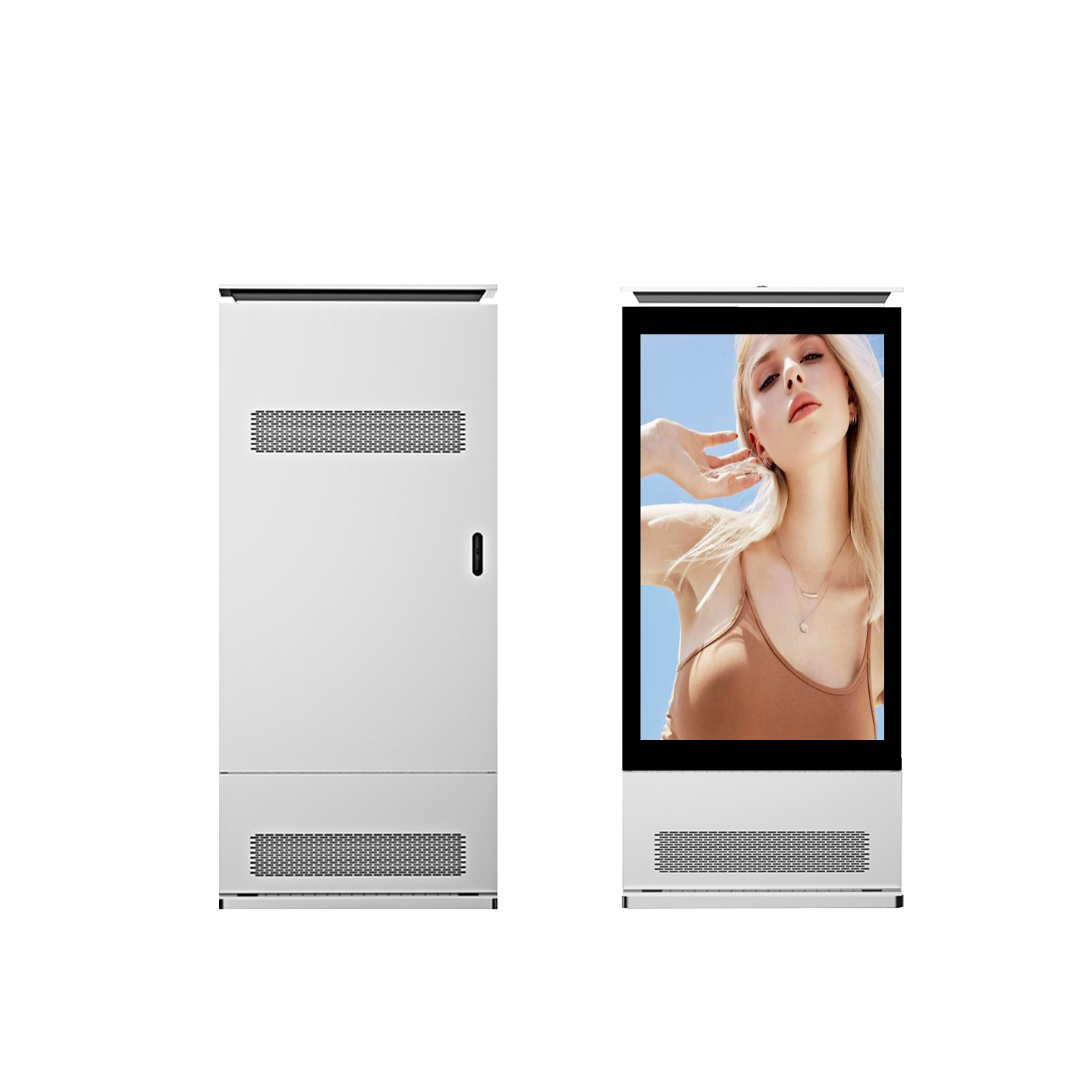 Led Floor-Standing Outdoor Advertising Machine Intelligent Waterproof, Dustproof and Lightning-Proof Outdoor High-Definition High-Brightness Vertical Display Classy Customization