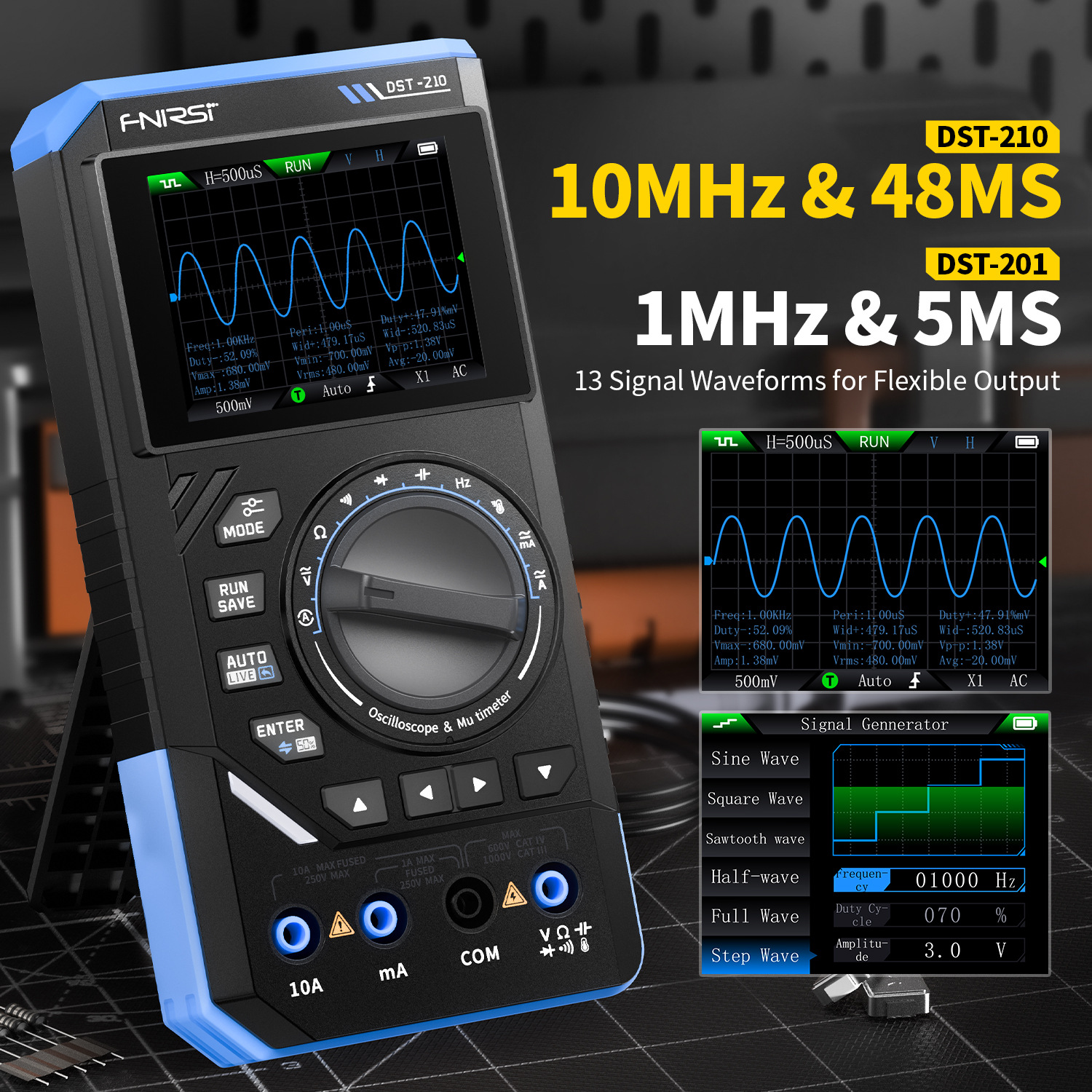 Fnirsi Dst210 Three-In-One Four-And-A-Half Digital Multimeter 10m Bandwidth Oscilloscope Signal Generator
