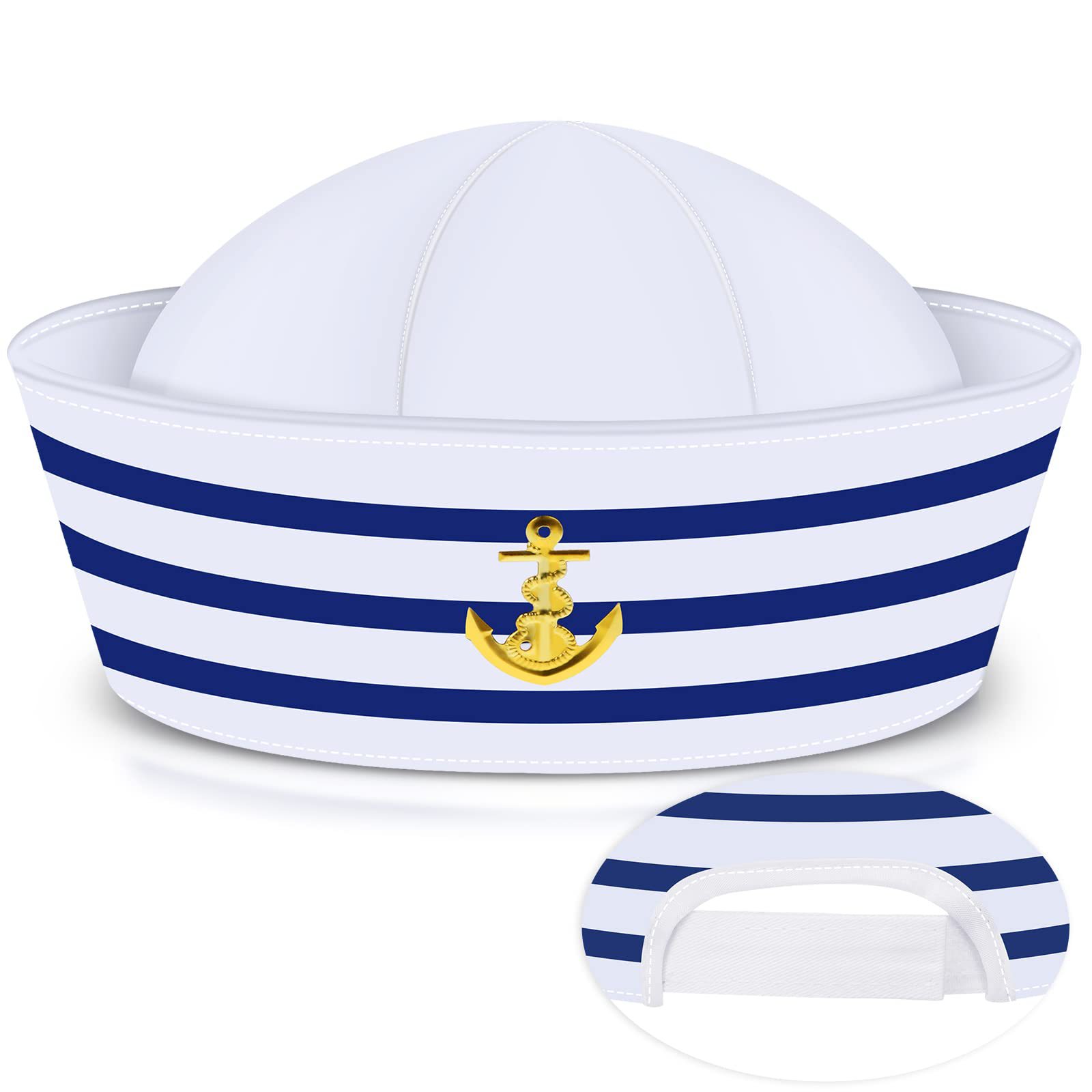 Summer Sailor Hat Blue and White Stripesd Navy Hat Cross-Border Sun Protection Hat Women's Halloween Cos Uniform Captain Hat