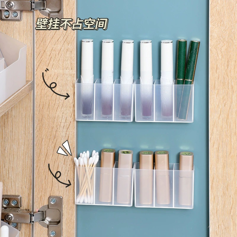 Wall-Mounted Compartmentalized Mirror Cabinet, No-Drill Small Item Storage Box, Eyebrow Tweezers, Scissors, Eyebrow Pencil, Brush, Lipstick Storage, Makeup Organizer