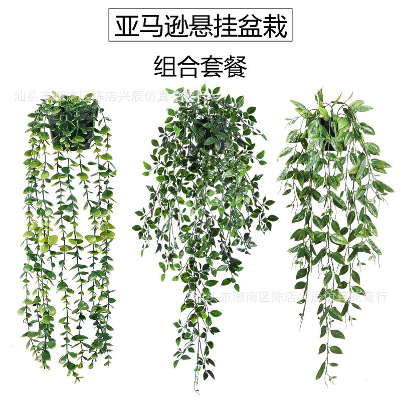 Cross-Border Amazon Artificial Artificial Flowers and Green Plants Mandala Eucalyptus Bonsai Pea Pod Hanging Potted Plants