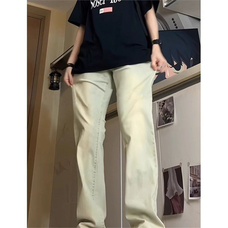 Yellow Mud-Colored Flared Jeans for Men 2025 New Spring and Summer High Street Slim Fit Straight American Style Men's Pants