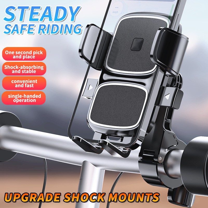 New bicycle mobile phone bracket electric bottle car motorcycle takeaway rider shockproof anti-shake riding navigation bracket