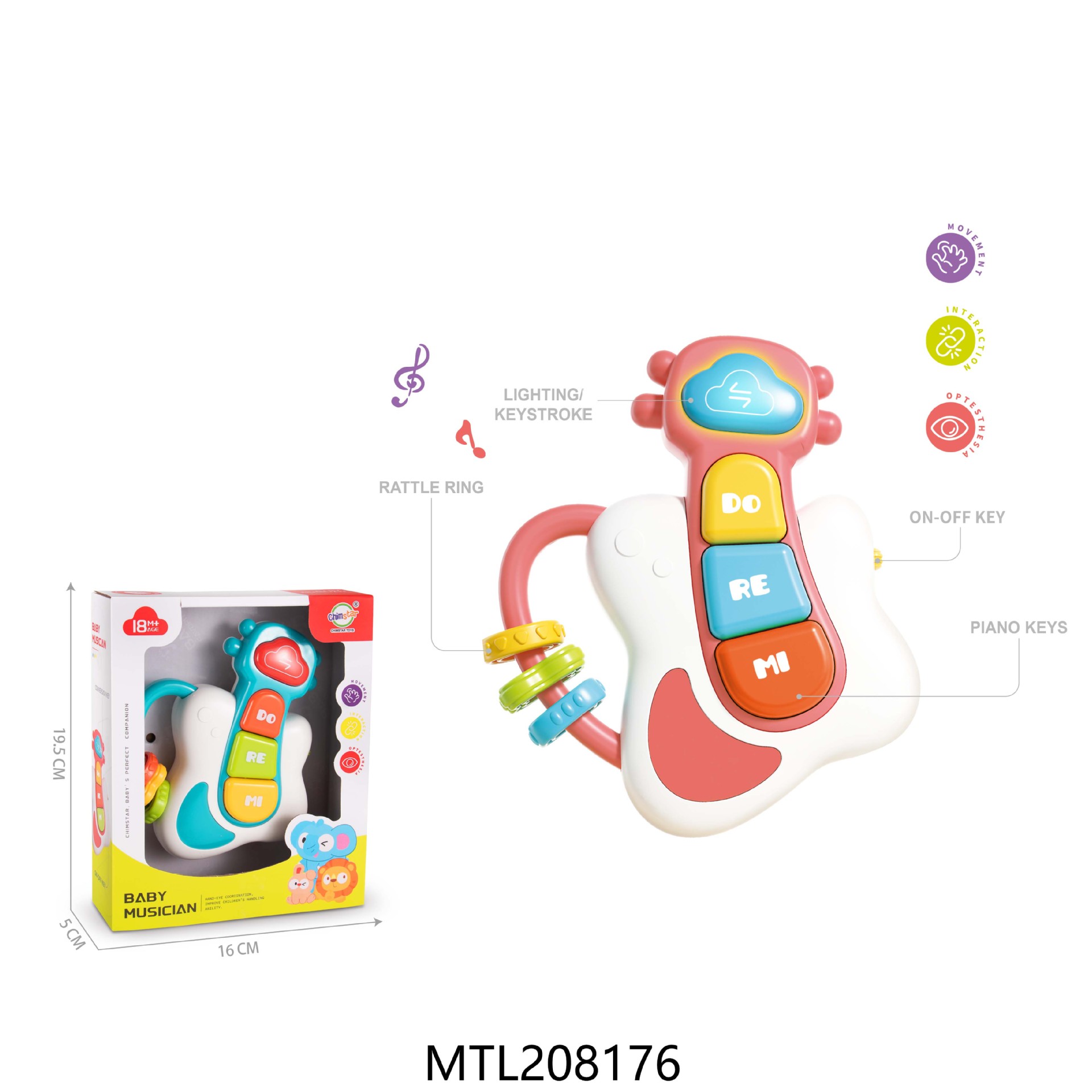 Baby Light and Music Hand Drum, Children's Early Education Educational Electronic Musical Instrument, Music Drum for Babies Aged 0 to 1 Years Old