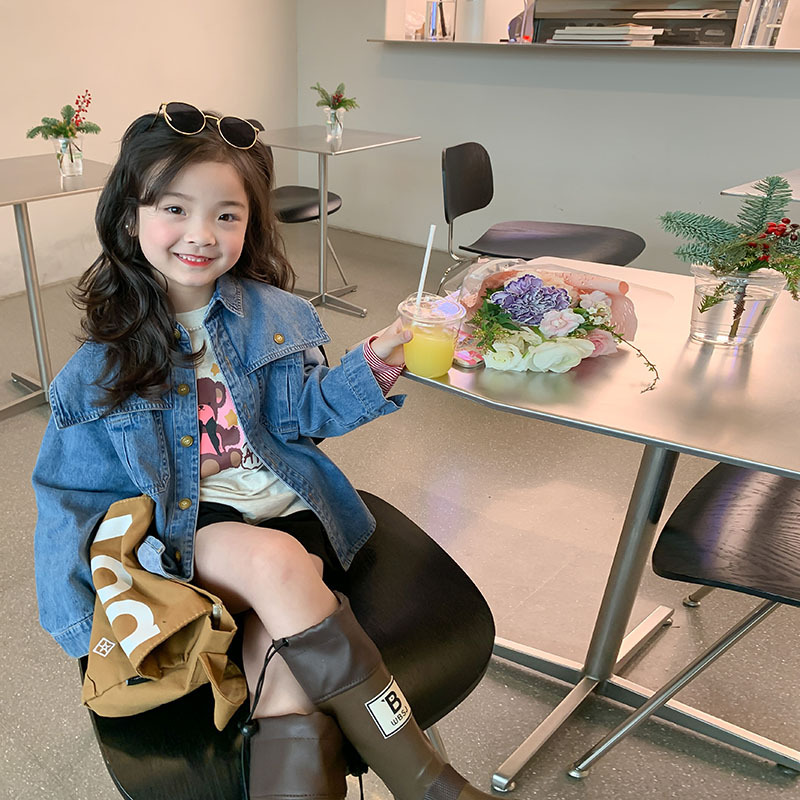 [Big Sale Style] Korean Denim Shirt Tops for Boys and Girls, Spring Clothes, Children's Baby Tops, Fashionable Shirts