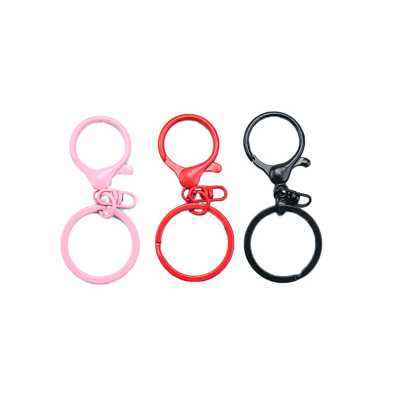 Color alloy paint ins lobster clasp three-piece key ring hanging eight-character clasp diy accessories creative accessories