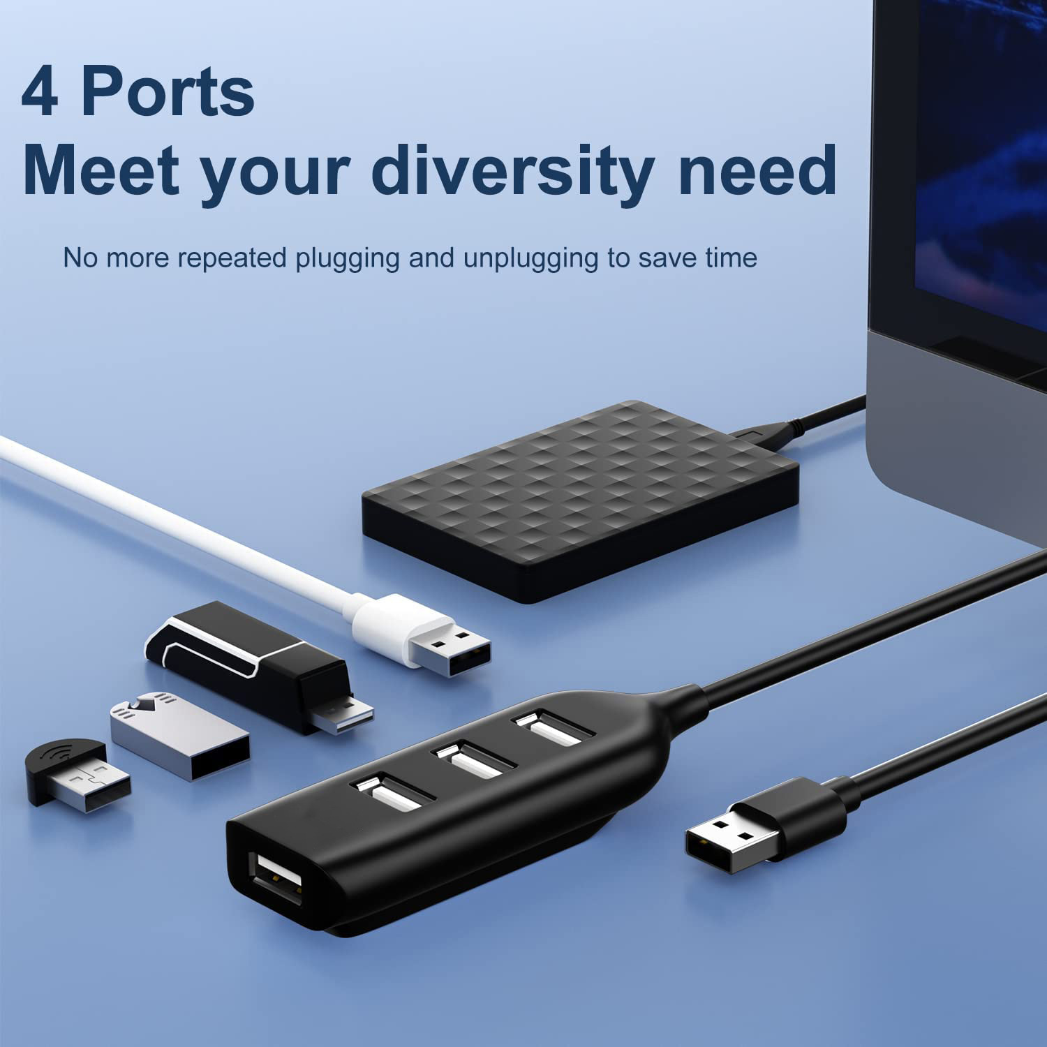 Source Factory Splitter USB Hub Extender 2.0 Adapter Four-Port USB Hub One-Port Power Strip