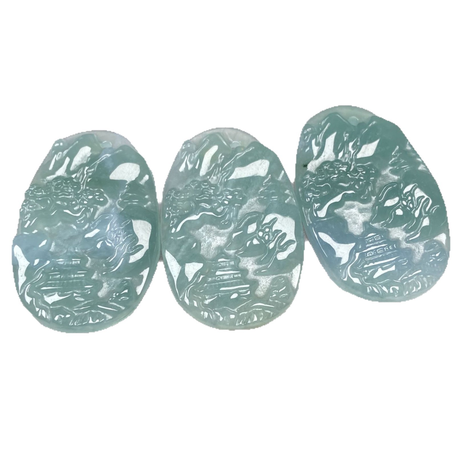 Natural Jade A-Grade Pendant, Ice Bottom Green Color Landscape Pendant, Authentic Four-Hui Jewelry and Jade Wholesale