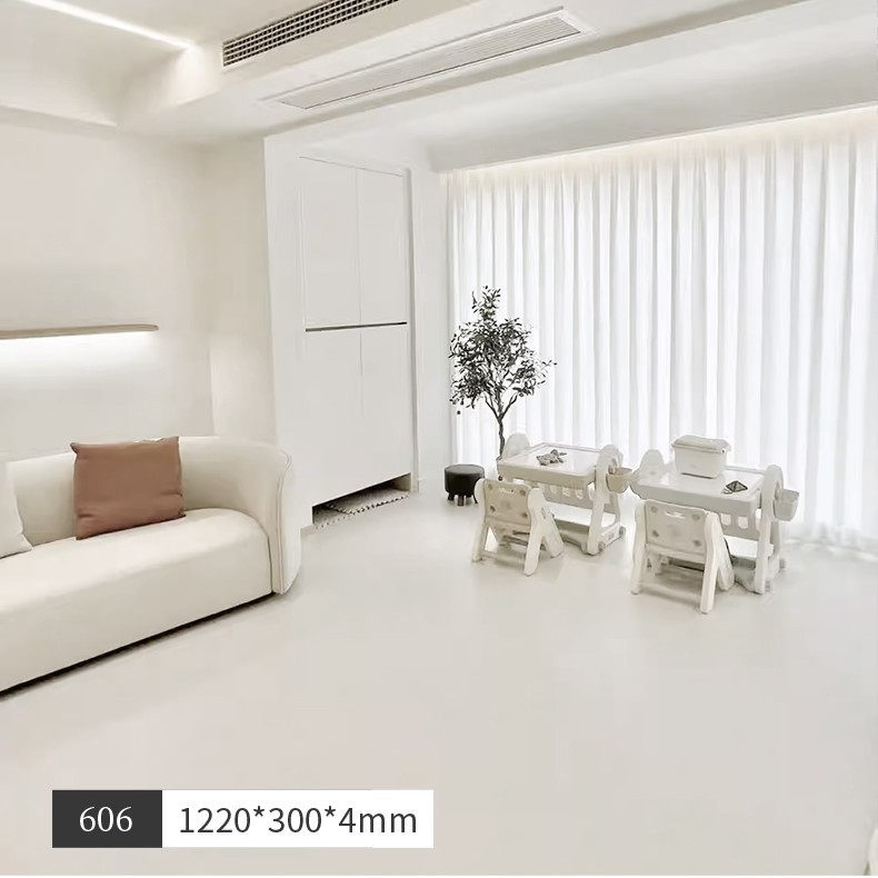 Spc Stone Plastic Lock Wood Floor Pure Color Cream Wabi-Sabi Style Household Micro-Cement Pvc Stone Crystal Snap-On Floor