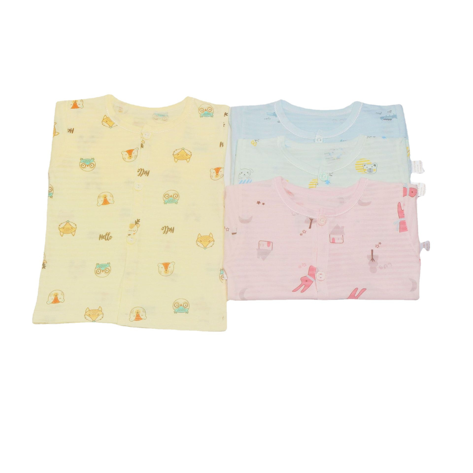 Летняя одежда для детей, тонкая хлопковая, для мальчиков и девочек, домашняя одежда с длинным рукавом и открытой грудью